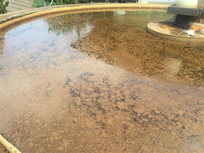 ตะกอนลอยอยู่ในถังแอโรบิกของการบำบัดน้ำเสีย